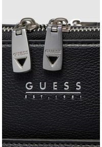 Guess - GUESS Czarna aktówka Brescia. Kolor: czarny. Styl: elegancki. Rodzaj torebki: na ramię