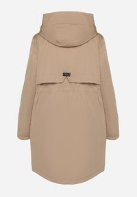 Born2be - Ciemnobeżowa Klasyczna Kurtka Parka z Kapturem i Ściągaczem w Talii Tulasira. Okazja: na co dzień. Typ kołnierza: kaptur. Kolor: beżowy. Materiał: jeans. Styl: klasyczny #5