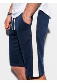 Ombre Clothing - Krótkie spodenki męskie dresowe W241 - granatowe - XL. Kolor: niebieski. Materiał: dresówka. Długość: krótkie #2
