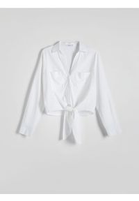 Reserved - Koszula z wiązaniem - biały. Kolor: biały. Materiał: materiał, len