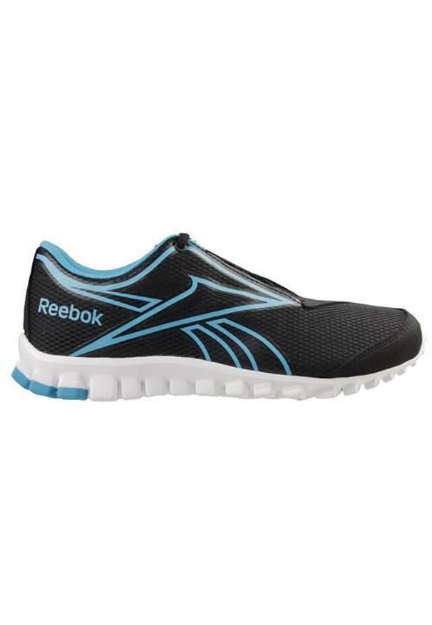 Buty do biegania dziecięce Reebok Realflex Optima czarne,niebieskie. Zapięcie: sznurówki. Kolor: niebieski, czarny, wielokolorowy. Materiał: syntetyk, tkanina, materiał. Szerokość cholewki: normalna
