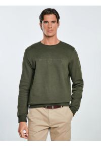 Big-Star - Bluza męska ze splotem pique khaki Wiron 303. Okazja: na co dzień. Kolor: zielony. Materiał: jeans, tkanina, materiał, dzianina. Wzór: ze splotem. Styl: klasyczny, casual
