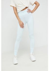 adidas Originals legginsy damskie gładkie HM1819-ALMBLU. Stan: podwyższony. Kolor: niebieski. Materiał: bawełna, dzianina. Wzór: gładki #1