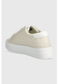Calvin Klein sneakersy FLATFORM CUPSOLE LACE UP-EPI MN kolor beżowy HW0HW01670. Zapięcie: sznurówki. Kolor: beżowy. Materiał: skóra, guma. Obcas: na platformie #5