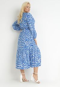 Born2be - Niebieska Kopertowa Sukienka Maxi z Wiązanym Paskiem Aprlia. Kolor: niebieski. Materiał: materiał, tkanina, wiskoza. Typ sukienki: kopertowe. Długość: maxi #5
