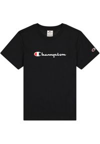 Koszulka damska Champion SS Tee 117534. Kolor: czarny. Materiał: bawełna, skóra, tkanina