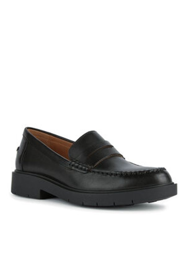 Geox Loafersy D Spherica Ec1 B D65DKB 00043 C9997 Czarny. Kolor: czarny. Materiał: skóra