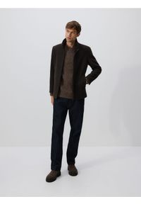 Reserved - Płaszcz z wełną - brązowy. Kolor: brązowy. Materiał: wełna #1