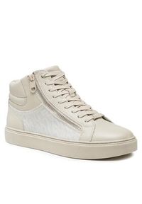 Calvin Klein Sneakersy High Top Lace Up W/Zip Mono HM0HM01046 Beżowy. Kolor: beżowy. Materiał: skóra #4