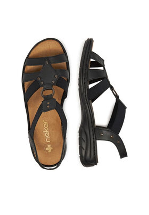 Rieker Sandały 64574-00 Czarny. Kolor: czarny. Materiał: skóra