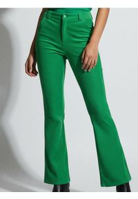 Sinsay - Welurowe spodnie z rozszerzanymi nogawkami typu dzwony - zielony. Kolor: zielony. Materiał: welur