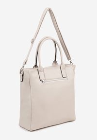 Renee - Szara Torebka Typu Shopper z Paskiem Crossbody Zdobiona Aplikacją Idaniela. Kolor: szary. Wzór: aplikacja. Dodatki: z aplikacjami. Materiał: zdobione. Styl: elegancki, casual. Rodzaj torebki: na ramię #3