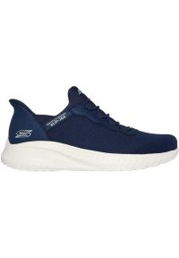 skechers - Buty do chodzenia męskie Skechers Slip-ins. Zapięcie: sznurówki. Kolor: niebieski. Materiał: tkanina. Szerokość cholewki: normalna. Sport: turystyka piesza