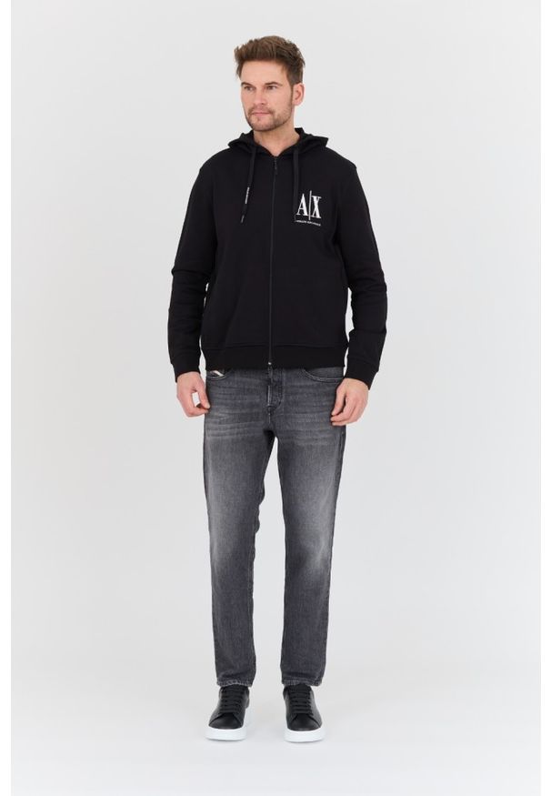 Armani Exchange - ARMANI EXCHANGE Czarna bluza z kapturem. Typ kołnierza: kaptur. Kolor: czarny