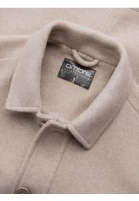 Ombre Clothing - Lekka flauszowa męska kurtka z dodatkiem wiskozy – beżowa V1 OM-JANP-0199 - XXL. Okazja: na co dzień. Typ kołnierza: kołnierzyk klasyczny. Kolor: beżowy. Materiał: wiskoza. Styl: wizytowy, klasyczny, casual #7
