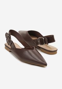 Renee - Ciemnobrązowe Sandały Vices Slingback z Paskiem ze Sprzączką Nirarine. Okazja: na spacer. Nosek buta: szpiczasty. Zapięcie: pasek. Kolor: brązowy. Wzór: koronka. Materiał: koronka. Obcas: na obcasie. Styl: elegancki. Wysokość obcasa: średni #3