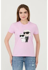 Karl Lagerfeld - KARL LAGERFELD Lawendowy t-shirt Ikonik 2.0. Kolor: fioletowy