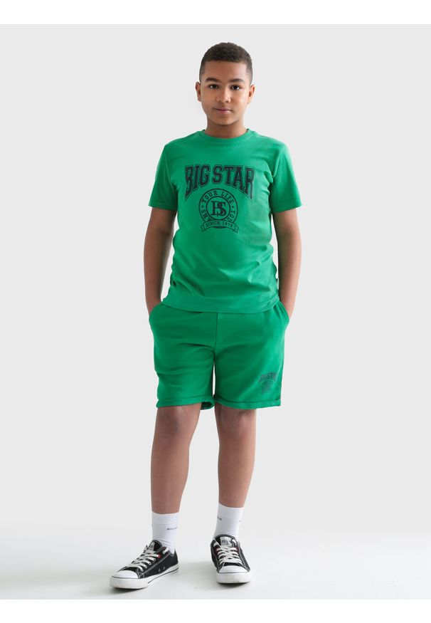 Big-Star - Koszulka chłopięca z nadrukiem zielona Holger 301/ Szortex 301. Okazja: na co dzień, na uczelnię. Kolor: zielony. Materiał: dzianina. Wzór: nadruk. Styl: casual, klasyczny