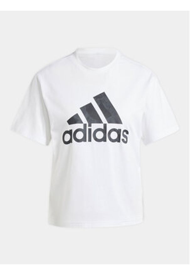 Adidas - adidas T-Shirt Floral Graphic Big Logo IN7314 Biały Regular Fit. Kolor: biały. Materiał: bawełna