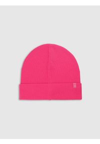 4f - Czapka beanie dziecięca - różowa. Kolor: różowy. Materiał: bawełna, dzianina, materiał. Sezon: wiosna. Styl: sportowy, casual, klasyczny