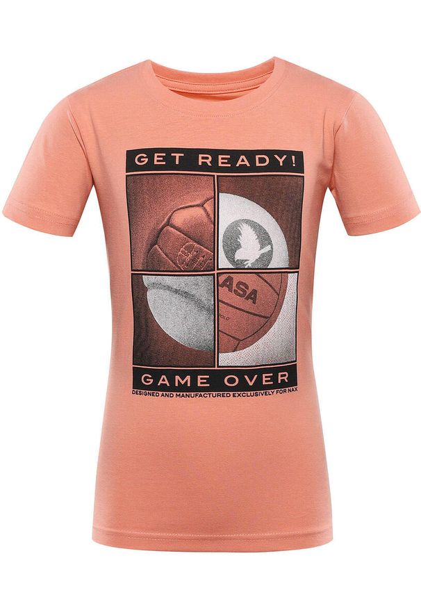 ZONE PERFECT - T-shirt Dziecięcy Nax Loreto 128-134 z Miękkiej Bawełny z Żywych Nadrukiem. Kolor: fioletowy. Materiał: bawełna. Wzór: nadruk