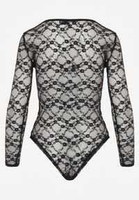 Renee - Czarne Body z Koronkowego Materiału z Głębokim Dekoltem Mehika. Kolor: czarny. Materiał: materiał, koronka #5