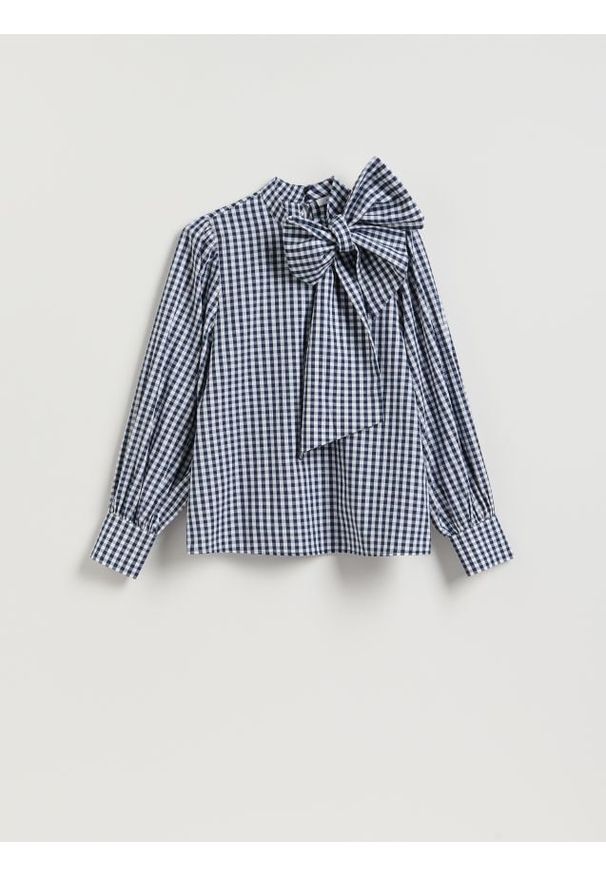 Reserved - Bluzka z kokardą - wielobarwny. Typ kołnierza: kokarda. Materiał: bawełna, tkanina