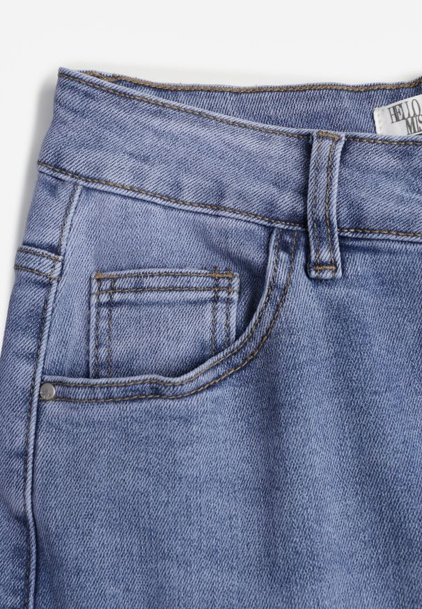 Born2be - Niebieskie Jeansy z Bawełną o Szerokim Kroju Typu Palazzo Zinnarella. Okazja: na co dzień. Stan: podwyższony. Kolor: niebieski. Styl: casual