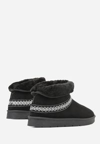 Renee - Czarne Rustykalne Śniegowce z Imitacji Zamszu z Haftem i Futerkiem Zetilda. Kolor: czarny. Materiał: zamsz, futro. Wzór: haft #6