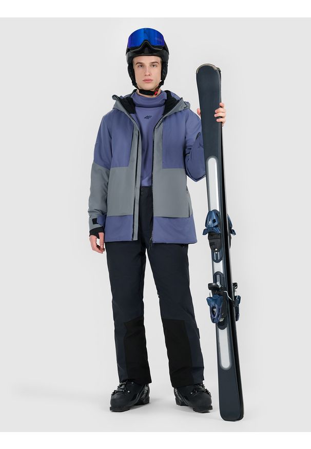 4f - 4F Kurtka narciarska membrana Dermizax 20000 męska - granatowa XL. Typ kołnierza: kołnierzyk stójkowy. Kolor: niebieski. Materiał: poliester, materiał. Wzór: gładki. Sezon: zima