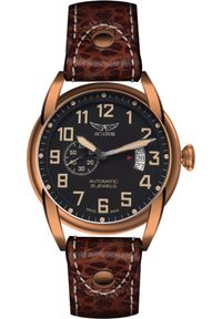 AVIATOR - Zegarek Aviator Zegarek męski Aviator V.3.18.8.162.4 brązowy. Kolor: brązowy #1