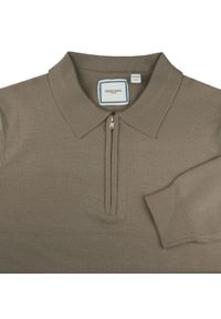 Męski, Lekki Sweter z Wiskozy z Kołnierzykiem Polo - Brave Soul - Taupe. Typ kołnierza: polo. Kolor: beżowy, brązowy, wielokolorowy. Materiał: poliester, poliamid, wiskoza #3