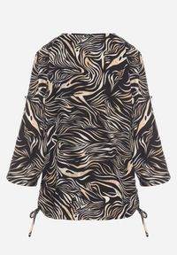 Born2be - Czarna Bluzka z Bawełną i Abstrakcyjnym Wzorem Lunaliena. Okazja: na co dzień. Kolor: czarny. Materiał: bawełna. Styl: klasyczny, elegancki, casual #5