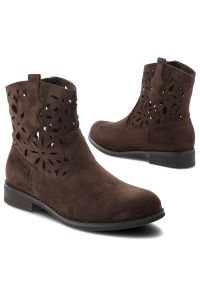 Botki damskie Vinceza, cholewka z materiału ażurowa z zamkiem z boku na płaskiej podeszwie, brązowe, 39997. Okazja: na co dzień. Zapięcie: zamek. Kolor: brązowy. Szerokość cholewki: normalna. Wzór: ażurowy. Materiał: materiał. Obcas: na płaskiej podeszwie. Styl: boho, casual. Wysokość obcasa: niski #6