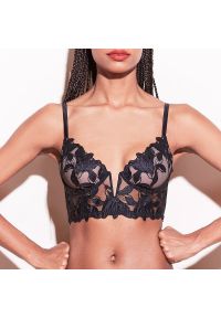 Intica - Koronkowa braletka z fiszbinami regulowane ramiączka elegancki styl Waltraude. Kolor: niebieski. Materiał: koronka. Rodzaj stanika: biustonosz z fiszbinami. Wzór: koronka #5