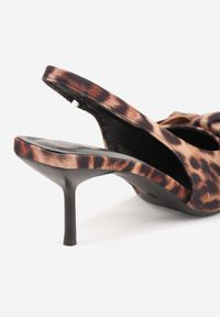 Renee - Panterkowe Sandały Vices na Szpilce Slingback Ozdobione Kokardą Nilendria. Okazja: na imprezę. Wzór: aplikacja. Sezon: lato. Obcas: na szpilce. Styl: elegancki #4