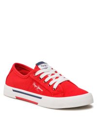 Tenisówki Pepe Jeans Brady Boy Basic PBS30527 Red 255. Kolor: czerwony. Materiał: materiał