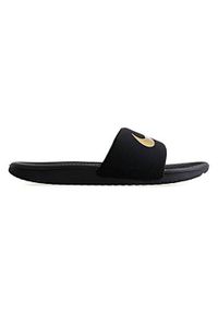 Klapki dla dzieci Nike Kawa Slide GS. Okazja: na plażę. Zapięcie: bez zapięcia. Kolor: czarny. Materiał: syntetyk, materiał. Styl: sportowy
