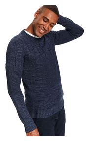 TOP SECRET - Sweter z przeplotami strukturalny. Okazja: na co dzień. Kolor: niebieski. Materiał: dzianina. Wzór: melanż. Styl: casual #1
