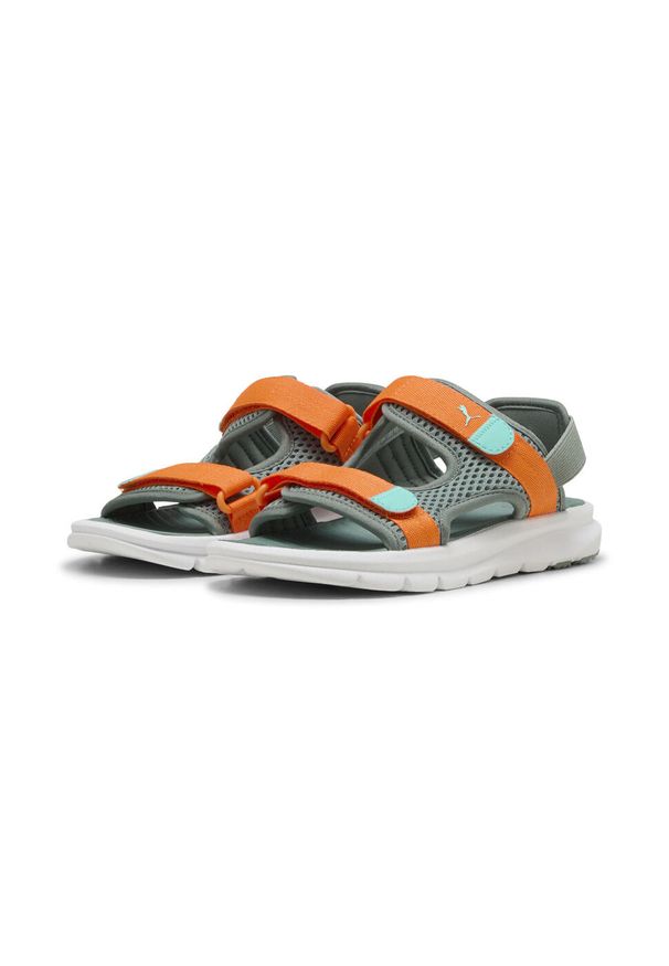 Puma - Sandały młodzieżowe PUMA Evolve PUMA Green Moon Orange Glo Aquatic. Kolor: żółty, pomarańczowy, wielokolorowy, zielony. Materiał: materiał, syntetyk. Styl: młodzieżowy