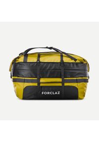 FORCLAZ - Torba trekkingowa Forclaz Duffel 500 Extend 80-120 litrów. Kolor: żółty, wielokolorowy, szary. Materiał: materiał, tkanina