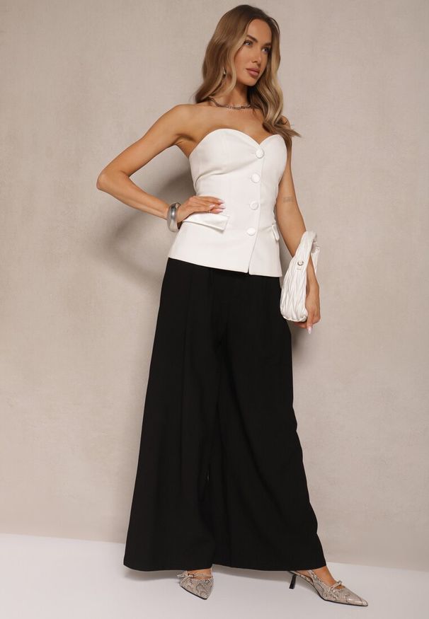 Renee - Czarne Szerokie Spodnie z Wiskozy Mevilia. Okazja: na co dzień. Kolor: czarny. Materiał: wiskoza. Styl: elegancki, casual