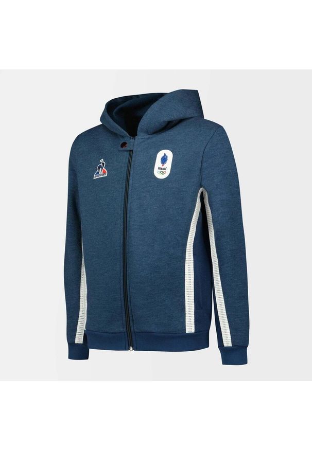 Dziecięca bluza z kapturem zapinana na zamek Le Coq Sportif EFRO Paris 2024 N°1. Typ kołnierza: kaptur. Kolor: niebieski