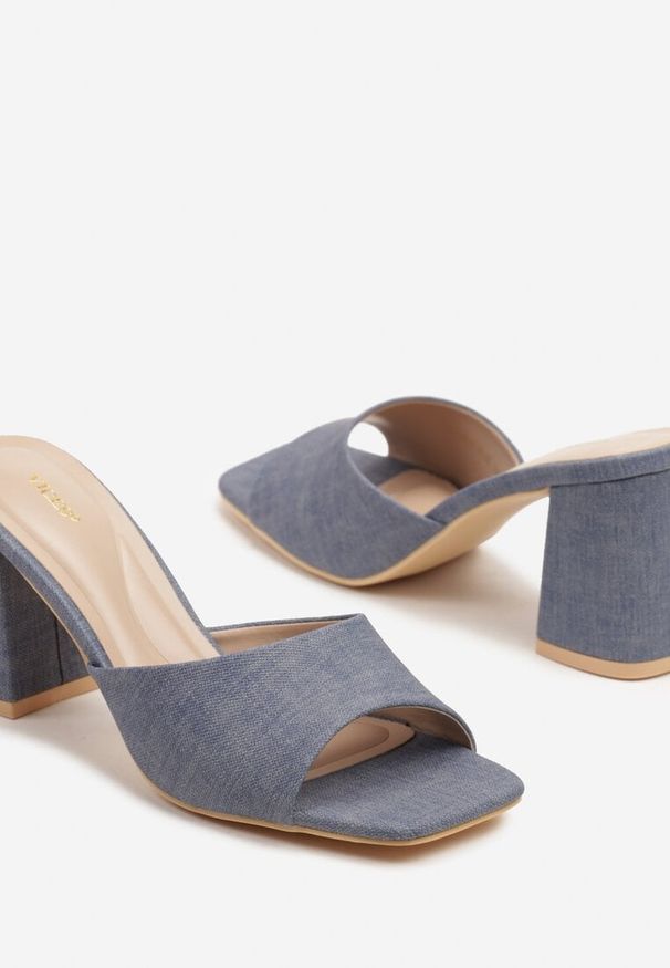 Born2be - Niebieskie Klapki Vices na Obcasie z Kwadratowym Noskiem Neonitea. Okazja: na co dzień. Kolor: niebieski. Obcas: na obcasie. Styl: klasyczny, elegancki, casual. Wysokość obcasa: średni