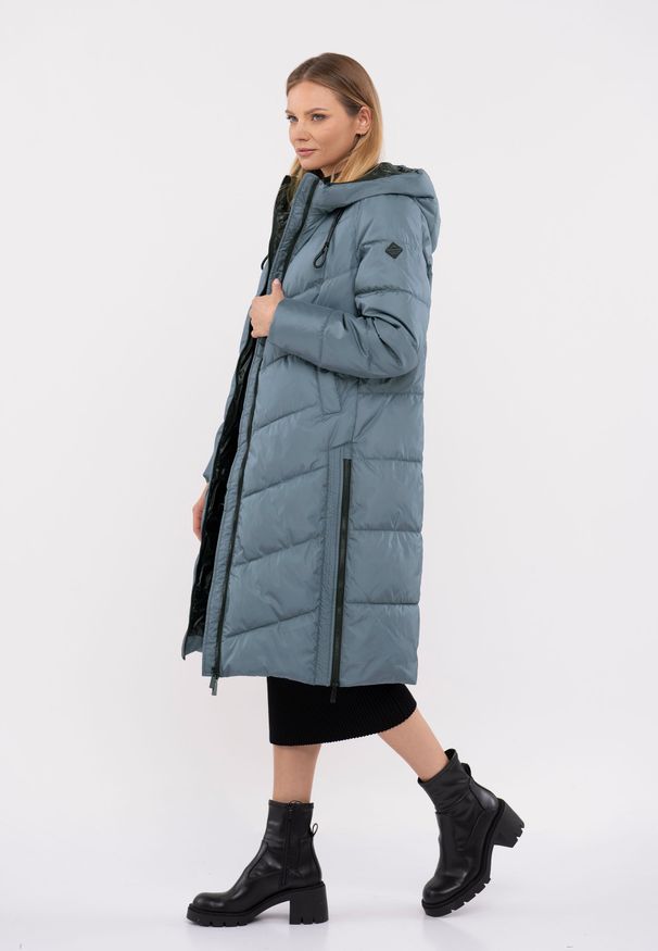 Volcano - Długi, pikowany płaszcz J-MONACO. Materiał: materiał. Długość: długie. Sezon: zima