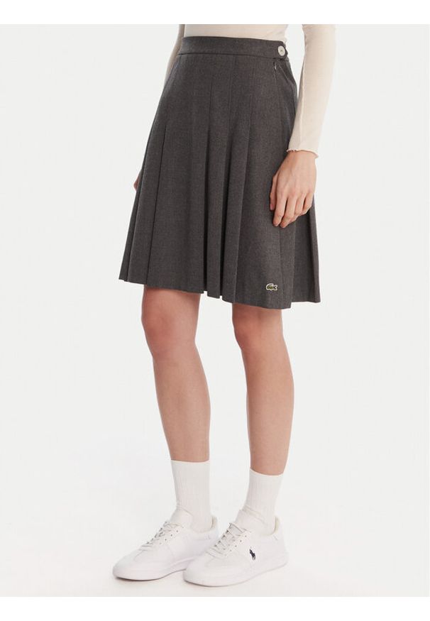 Lacoste Spódnica plisowana JF5358 Szary Regular Fit. Kolor: szary. Materiał: syntetyk, wiskoza