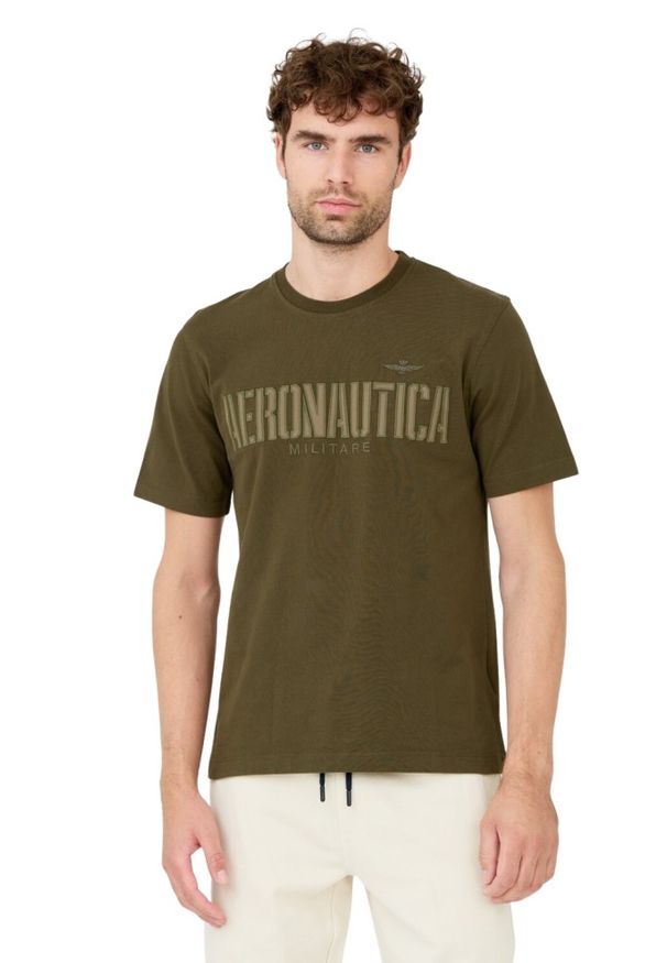 Aeronautica Militare - AERONAUTICA MILITARE Zielony bawełniany męski t-shirt, Rozmiar XL. Kolor: zielony. Materiał: bawełna