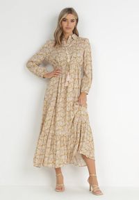 Born2be - Żółta Sukienka Basinna. Kolor: żółty. Typ sukienki: koszulowe. Styl: klasyczny, elegancki. Długość: maxi #3