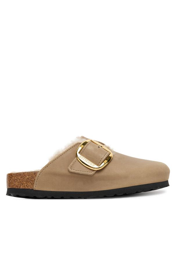 Birkenstock Klapki Boston Big Buckle Shearling 1030444 Brązowy. Kolor: brązowy. Materiał: skóra