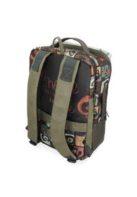 Plecak damski Anekke, wykonany z materiału tekstylnego z dekoracyjnym nadrukiem zamykany na zamek, kolorowy, 42575-001. Materiał: materiał. Wzór: kolorowy, nadruk. Styl: casual, elegancki #3